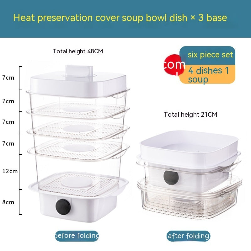 Multi-layer Heat Preservation Kitchen Cover Dining Table Leftover Storage Box Transparent Stack Cooking Hood Steamer
