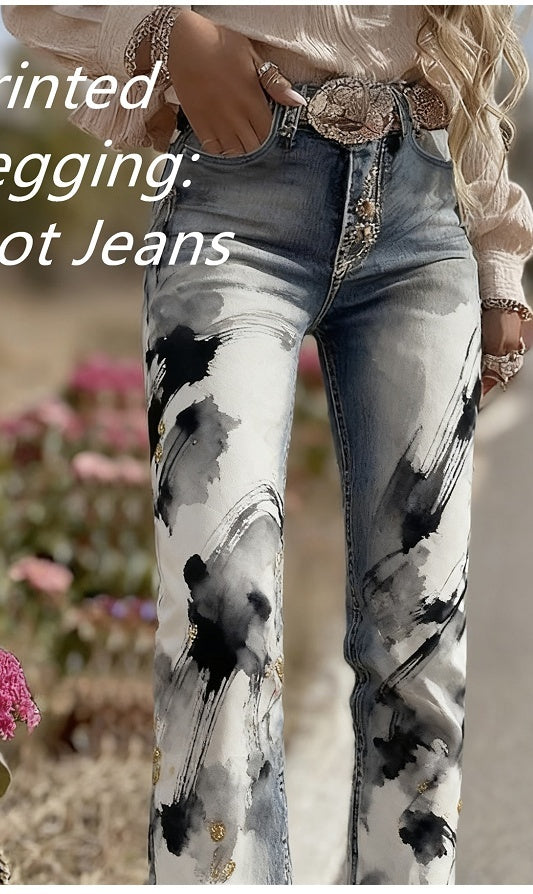 Comfortable And Simple Women's Wide-leg Pants, Floral Print Trousers