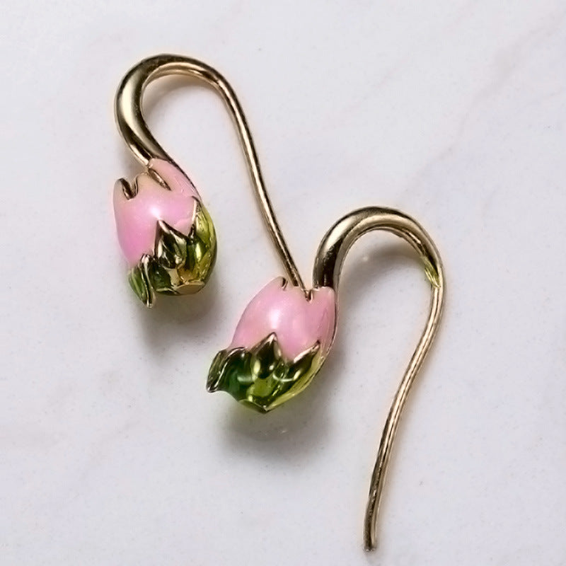 French Vintage Tulip Earrings, Forest-style Energetic Girl Sweet