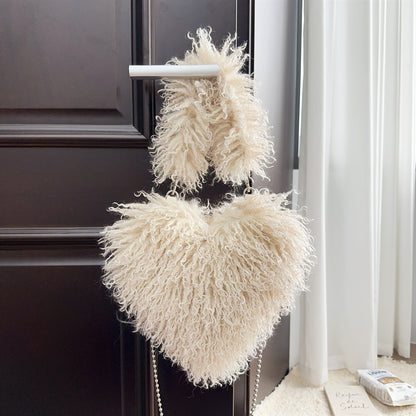 Womens Wool Handbag With Chain Strap