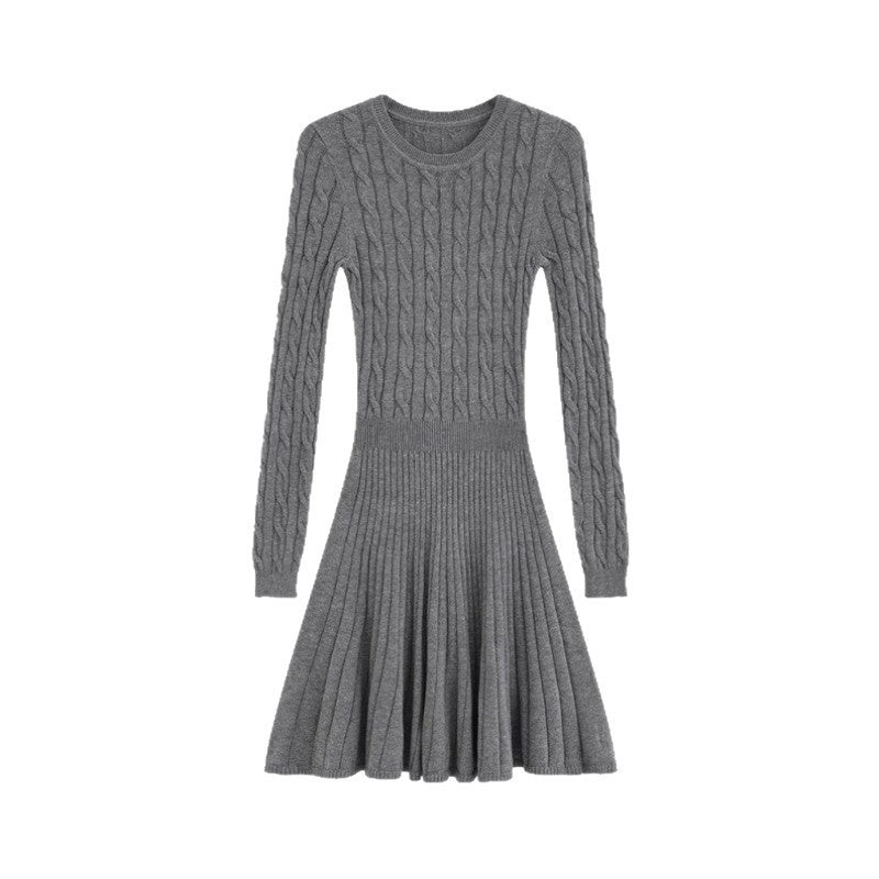 Long Sleeve Knit Dress Women Waist Slimming