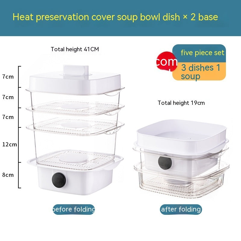 Multi-layer  Heat Preservation Kitchen Cover Dining Table Leftover Storage Box Transparent Stack Cooking Hood Steamer