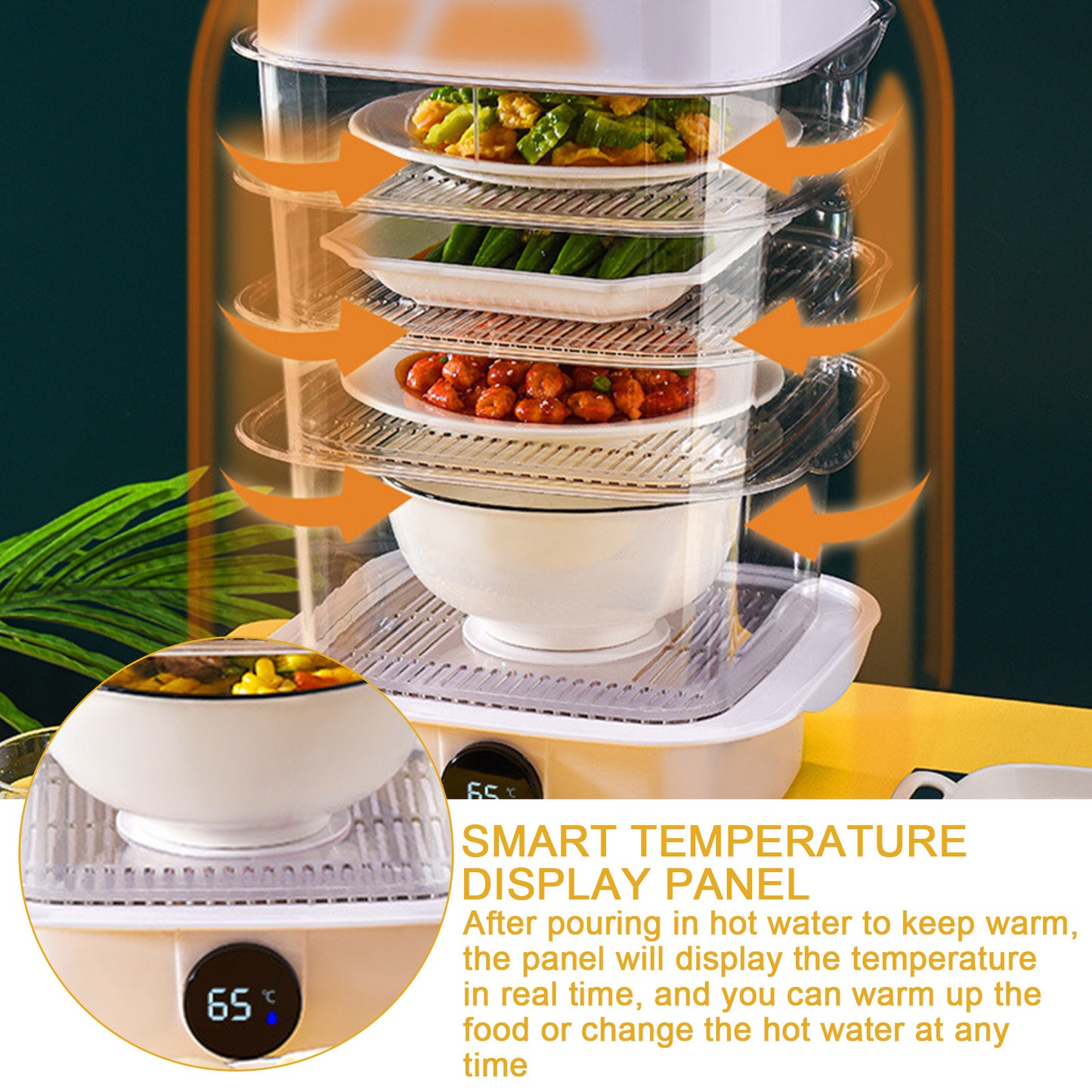 Multi-layer  Heat Preservation Kitchen Cover Dining Table Leftover Storage Box Transparent Stack Cooking Hood Steamer