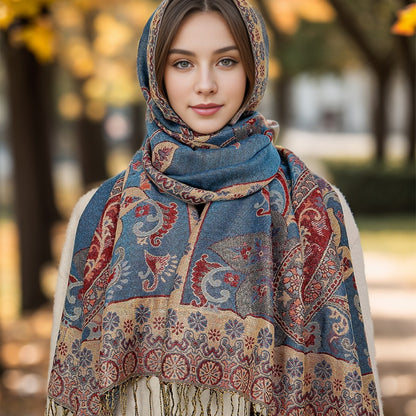 Best Seller In Europe And America Popular Ethnic Style Cashew Pattern Tassel Scarf