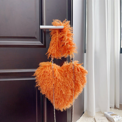 Womens Wool Handbag With Chain Strap