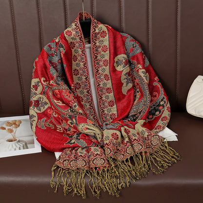 Best Seller In Europe And America Popular Ethnic Style Cashew Pattern Tassel Scarf