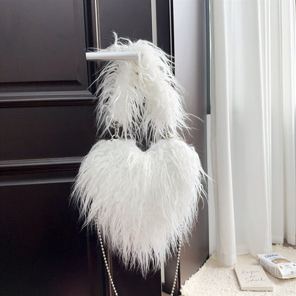 Womens Wool Handbag With Chain Strap