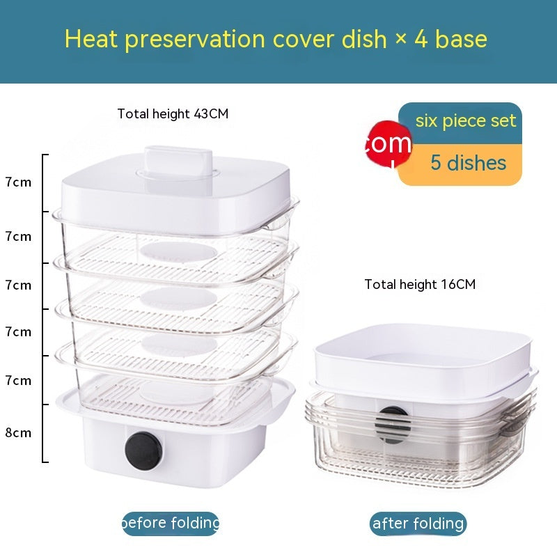 Multi-layer  Heat Preservation Kitchen Cover Dining Table Leftover Storage Box Transparent Stack Cooking Hood Steamer