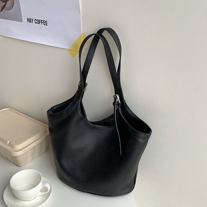 Idle Style Fashion Light Retro Pu Soft Leather Large Capacity Commuter Shoulder Bag