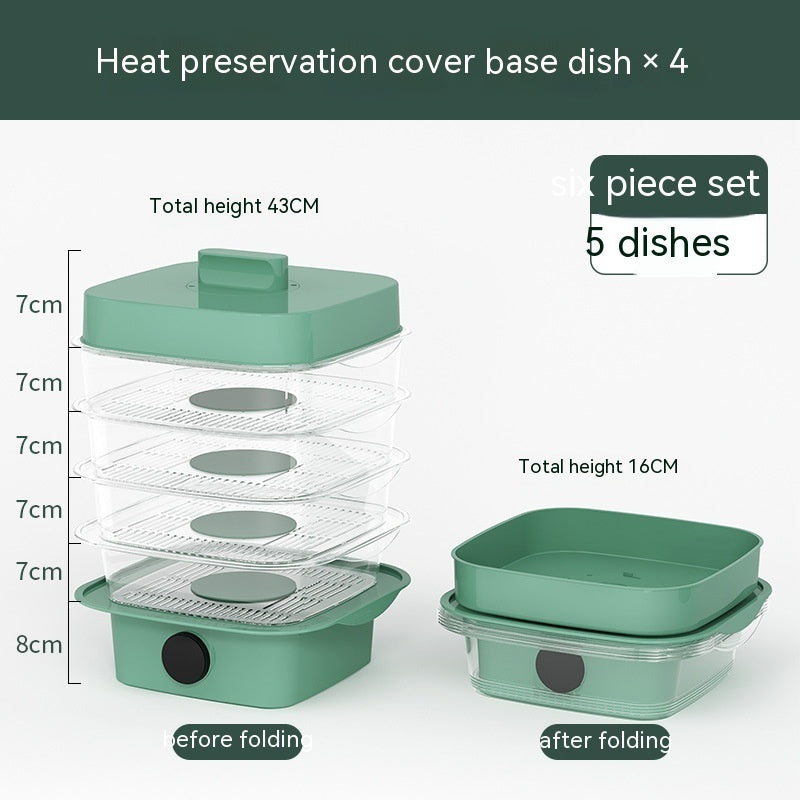 Multi-layer  Heat Preservation Kitchen Cover Dining Table Leftover Storage Box Transparent Stack Cooking Hood Steamer