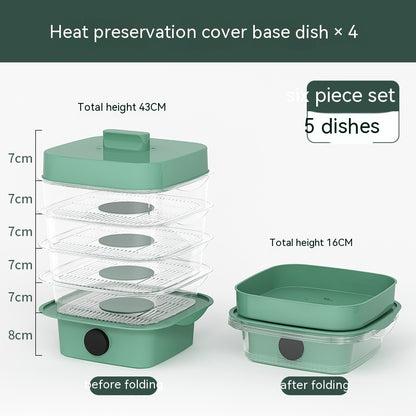 Multi-layer  Heat Preservation Kitchen Cover Dining Table Leftover Storage Box Transparent Stack Cooking Hood Steamer
