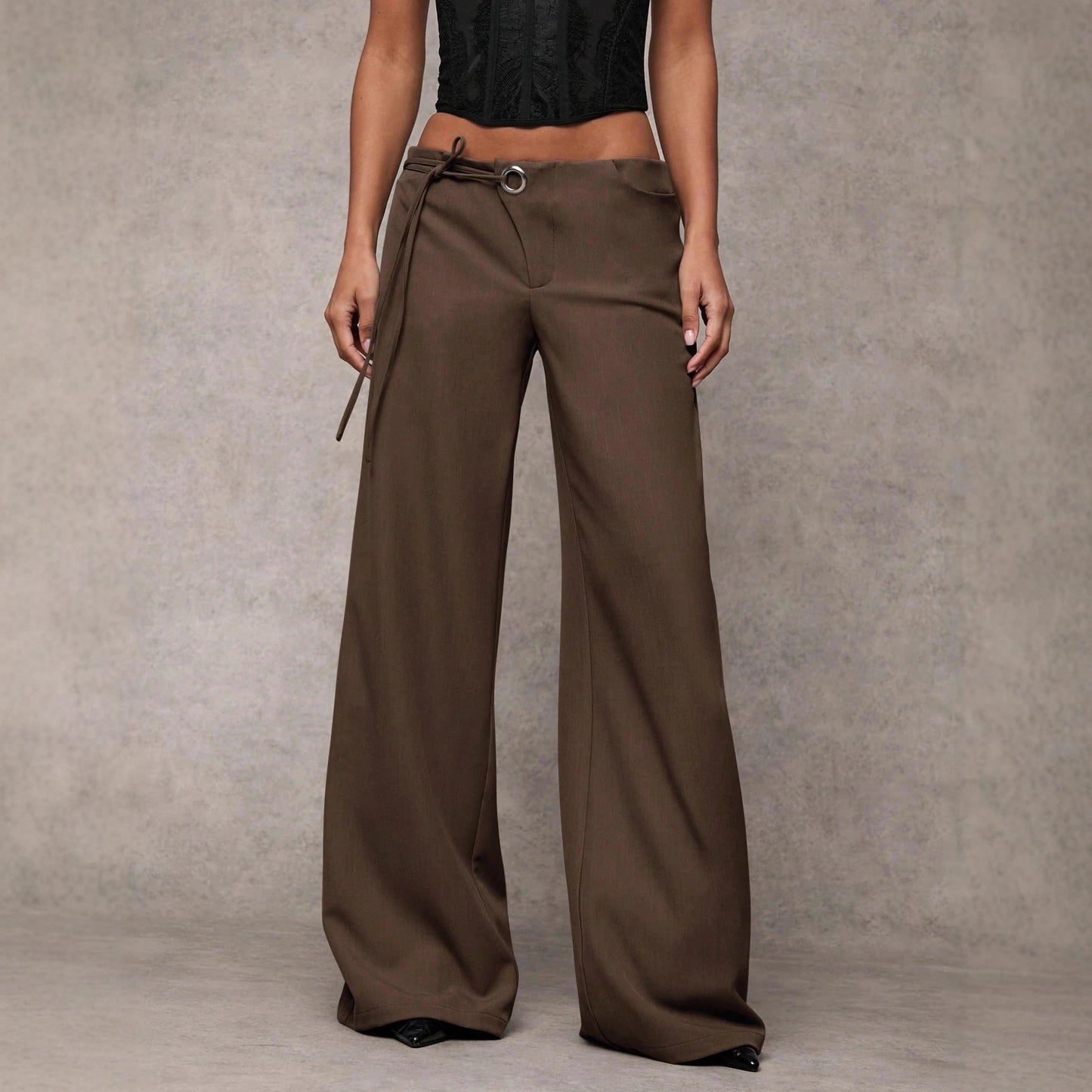 Women's Casual Fashion Design Low-waist Slightly Flared Suit Pants