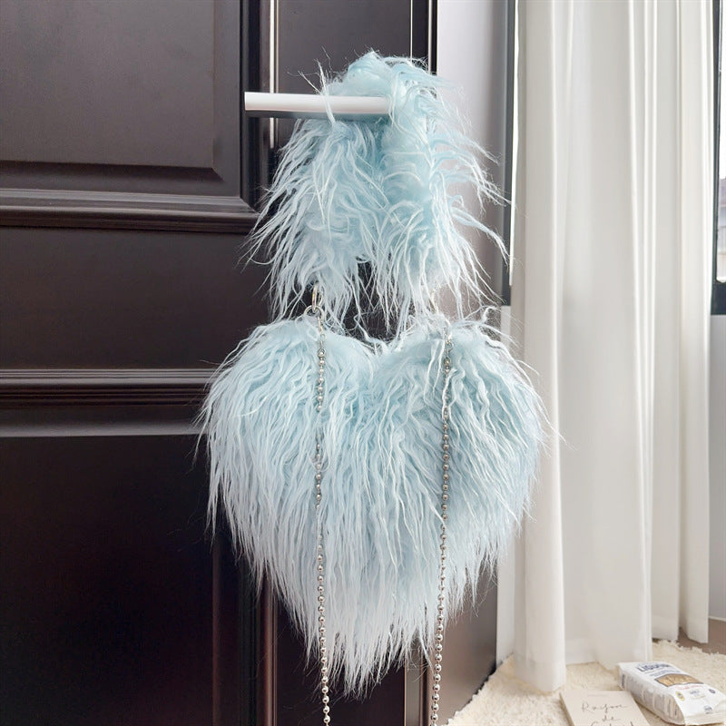 Womens Wool Handbag With Chain Strap