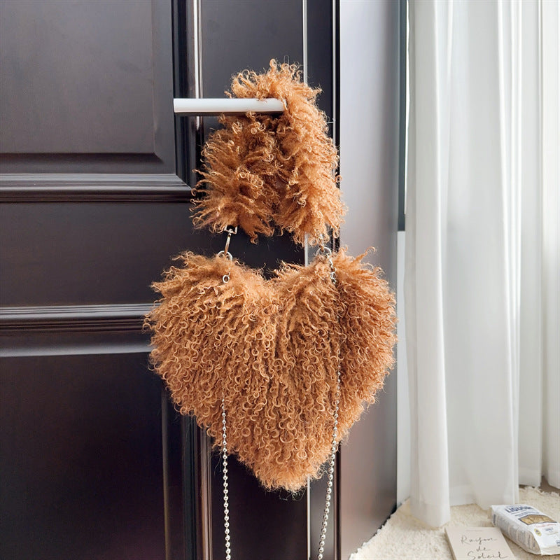 Womens Wool Handbag With Chain Strap