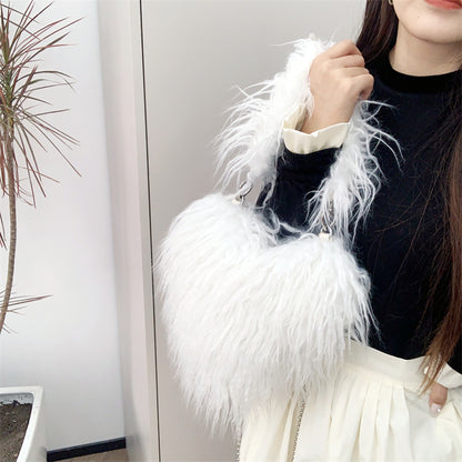 Womens Wool Handbag With Chain Strap