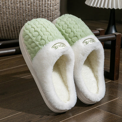 Women's Non-slip Thick Bottom Color Matching Cotton Slippers