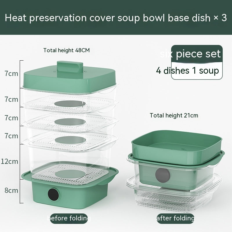 Multi-layer  Heat Preservation Kitchen Cover Dining Table Leftover Storage Box Transparent Stack Cooking Hood Steamer