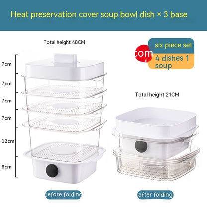Multi-layer  Heat Preservation Kitchen Cover Dining Table Leftover Storage Box Transparent Stack Cooking Hood Steamer
