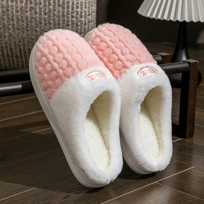 Women's Non-slip Thick Bottom Color Matching Cotton Slippers