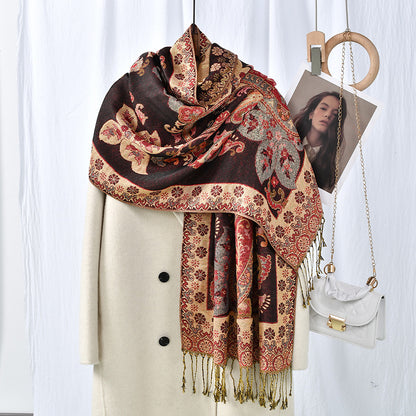Best Seller In Europe And America Popular Ethnic Style Cashew Pattern Tassel Scarf