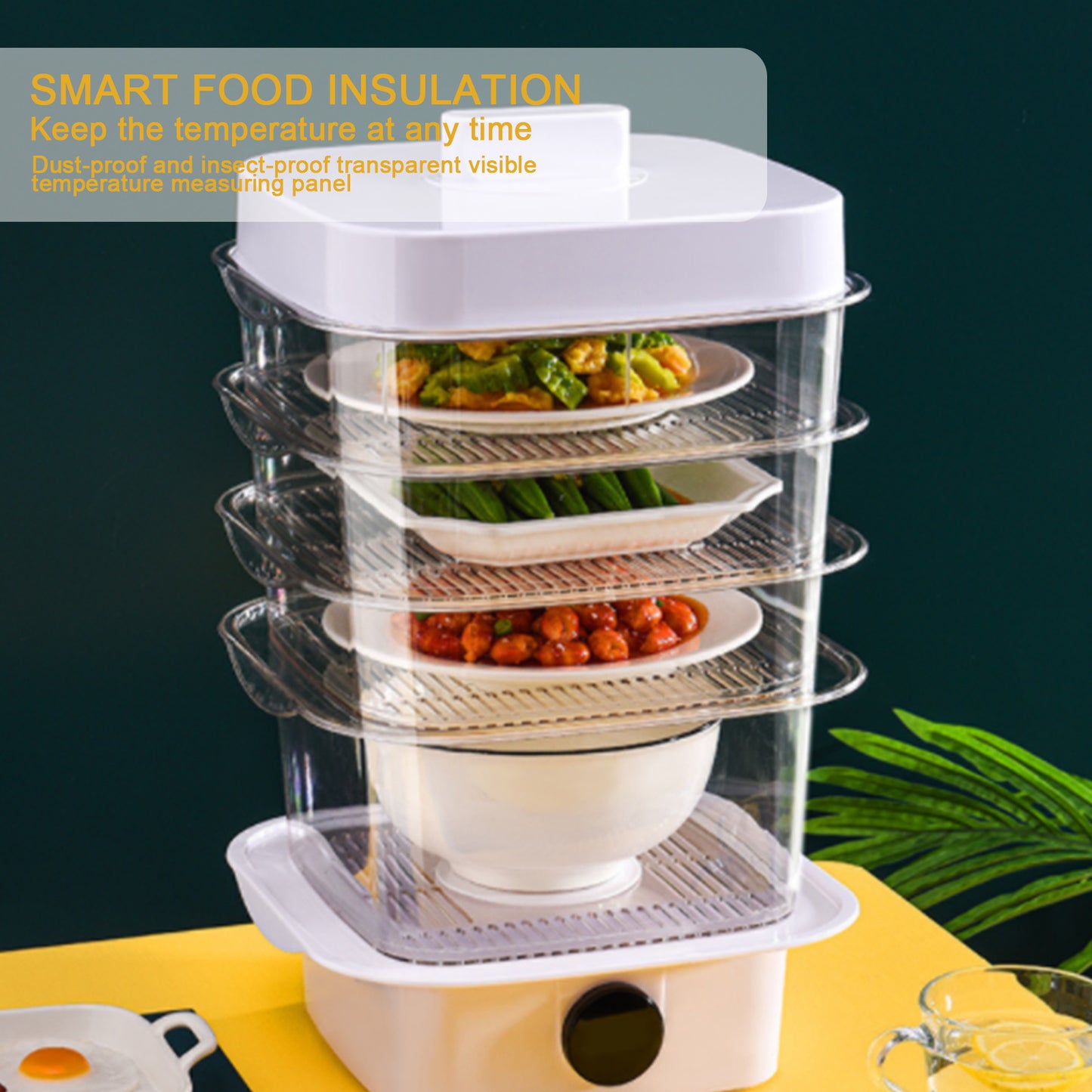 Multi-layer  Heat Preservation Kitchen Cover Dining Table Leftover Storage Box Transparent Stack Cooking Hood Steamer