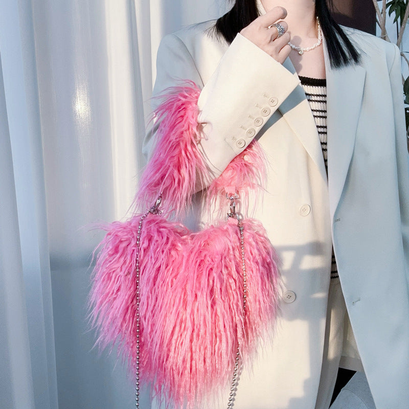 Womens Wool Handbag With Chain Strap