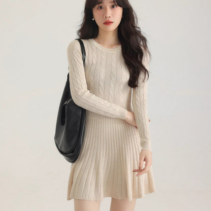 Long Sleeve Knit Dress Women Waist Slimming