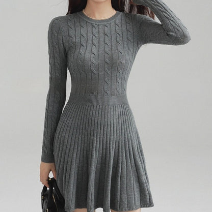 Long Sleeve Knit Dress Women Waist Slimming