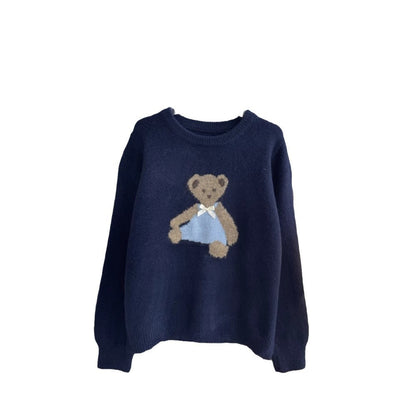 Japanese Bear Bow Cute Embroidery Autumn Winter Soft And Comfortable Sweater