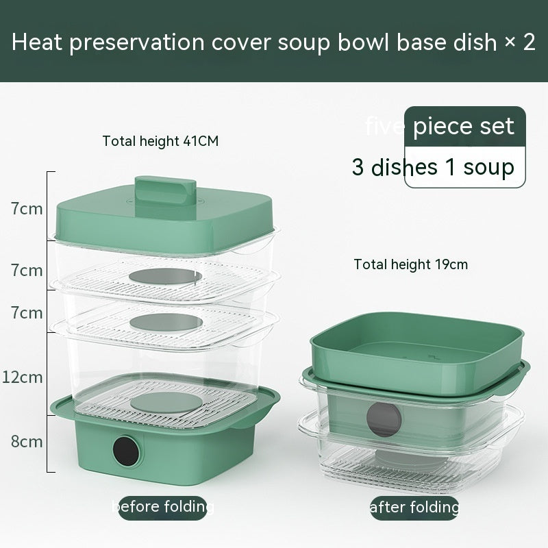 Multi-layer  Heat Preservation Kitchen Cover Dining Table Leftover Storage Box Transparent Stack Cooking Hood Steamer